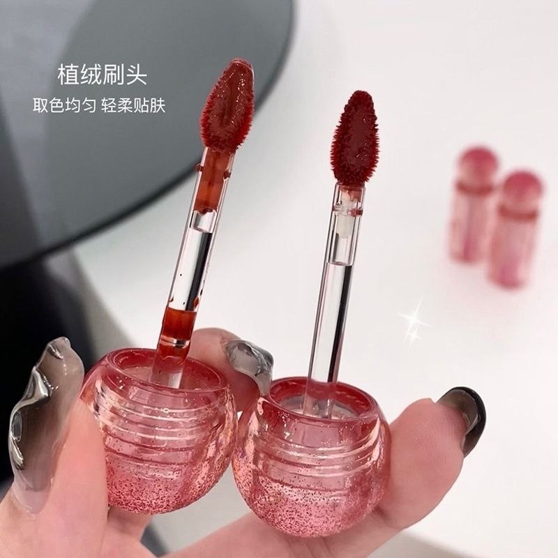 رژلب خیس کره ای لیپ گلاس شیشه ای برند shaqinuo رژلب تینتی