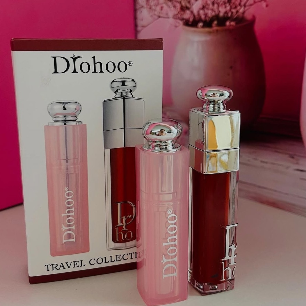 ست بالم لب و لیپ گلاس دیور برند Drohoo