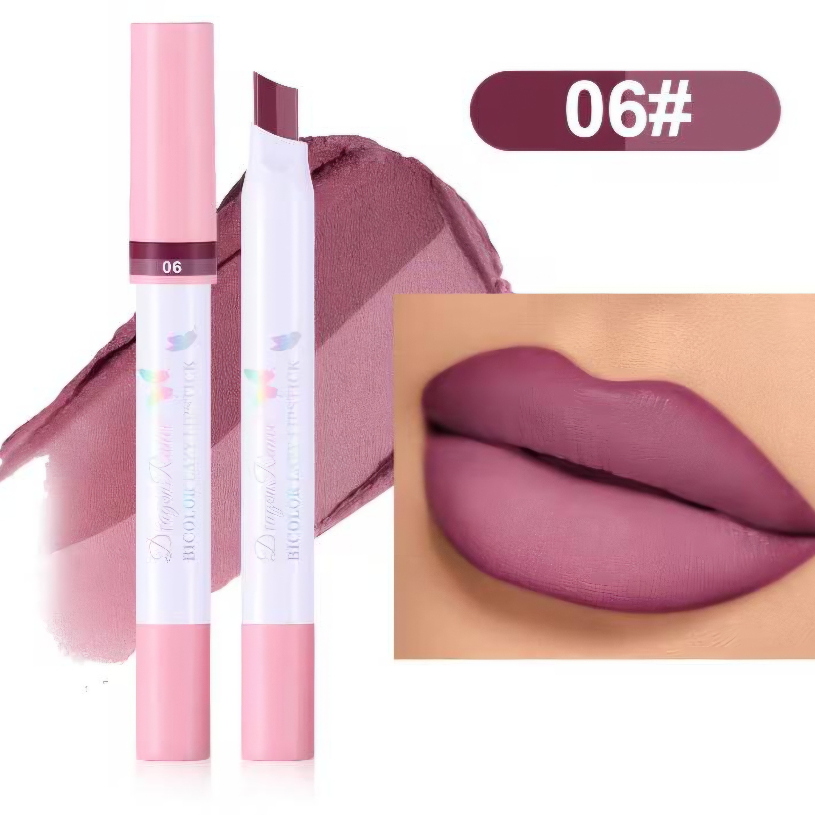رژلب پیچی دورنگ جامد استیکی دراگون رانه Dragone Ranee مدل Bicolor Lazy رژلب دو رنگ پیچی دراگون