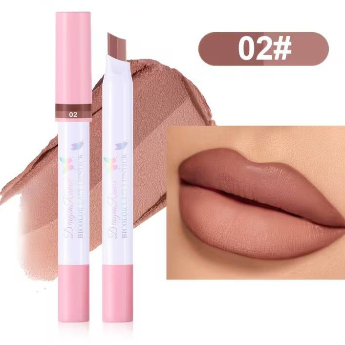 رژلب پیچی دورنگ جامد استیکی دراگون رانه Dragone Ranee مدل Bicolor Lazy رژلب دو رنگ پیچی دراگون