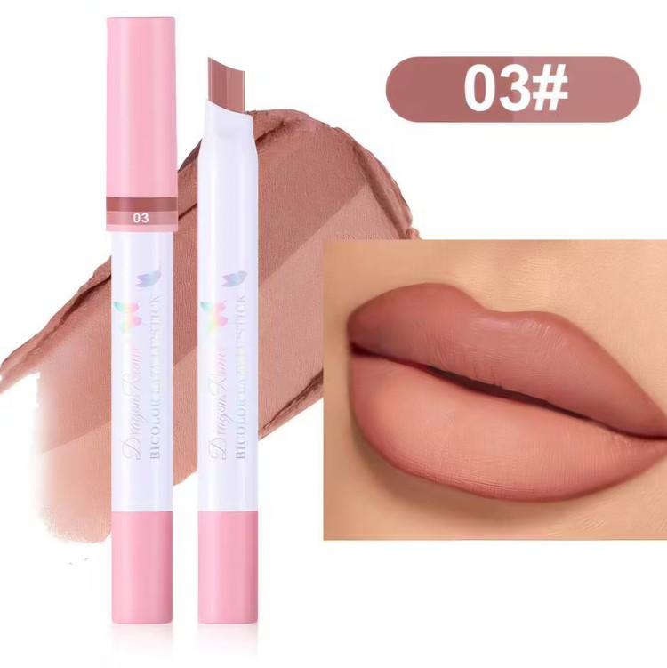 رژلب پیچی دورنگ جامد استیکی دراگون رانه Dragone Ranee مدل Bicolor Lazy رژلب دو رنگ پیچی دراگون