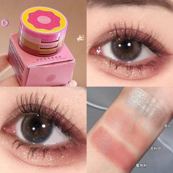 پالت سایه چشم سه طبقه Cappuvini سایه چشم مینی دوناتی کاپووینی شاین و نود