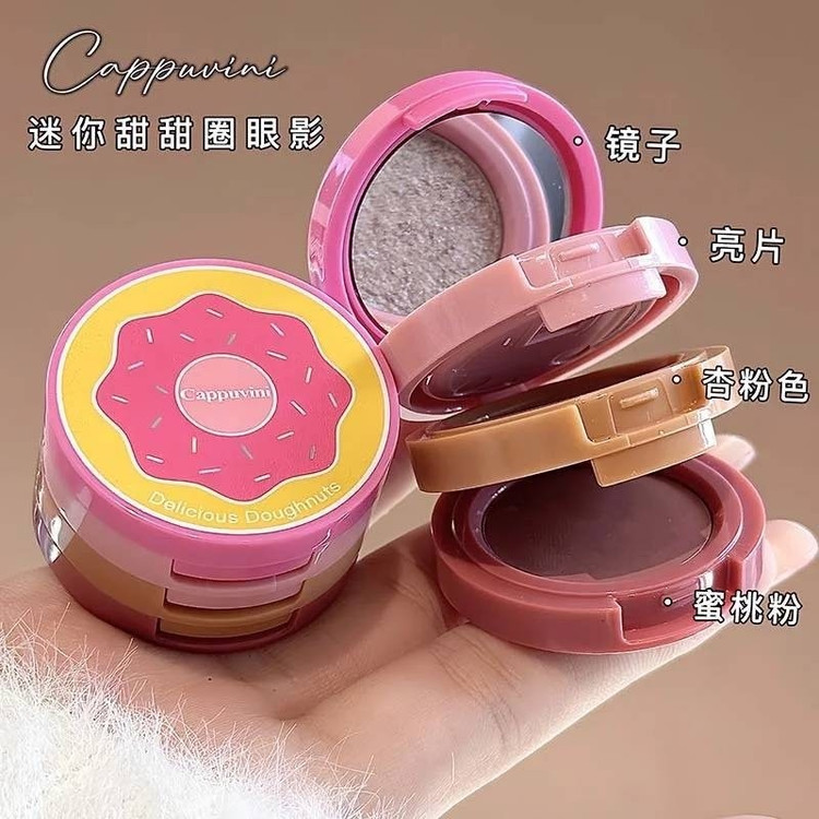 پالت سایه چشم سه طبقه Cappuvini سایه چشم مینی دوناتی کاپووینی شاین و نود