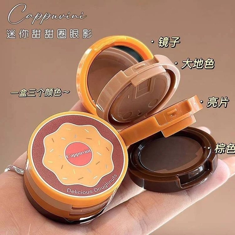 پالت سایه چشم سه طبقه Cappuvini سایه چشم مینی دوناتی کاپووینی شاین و نود