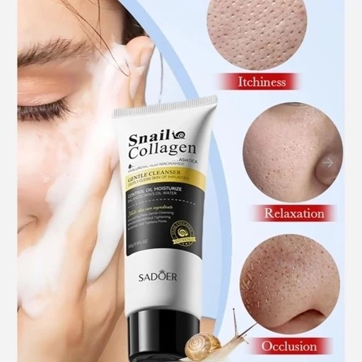 فوم شستشوی حلزون و کلاژن سادور SADOER Snail Collagen Gentle Cleanser فوم حلزون سادور